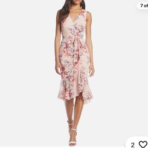 Eliza J Sleeveless Pink Floral Midi Dress